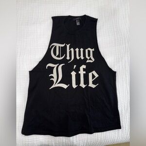 Black Sleeveless 'Thug Life' Tank Top